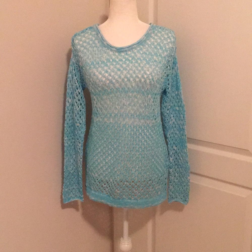 New Directions Open Weave Loose Knit Tunic Top